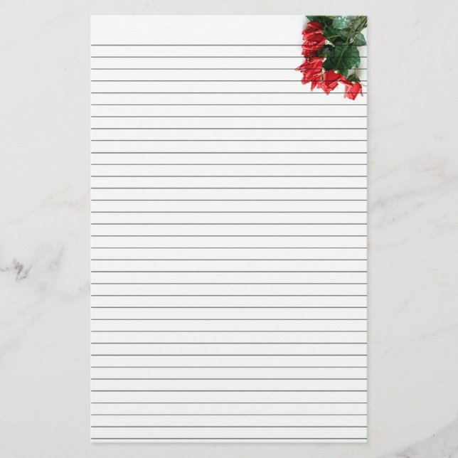 Röd ros Bouquet Stationery - litet linjer (tillval Brevpapper (Framsida)