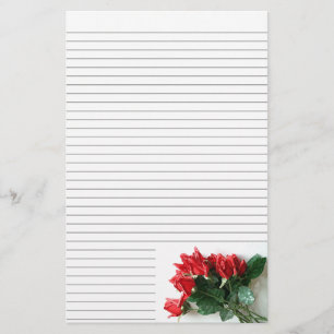 röd ros Bouquet Stationery - litet linjer (tillval Brevpapper