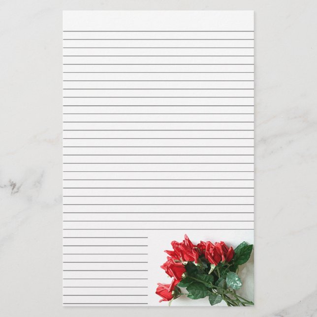Röd ros Bouquet Stationery - litet linjer (tillval Brevpapper (Framsida)