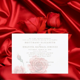 Röd ros Bride Parents 2 Venue Bröllop Inbjudningar