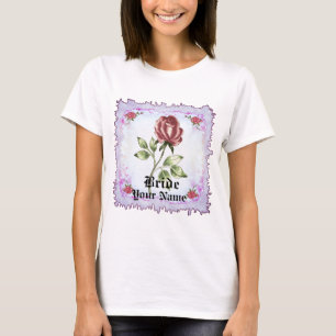 Röd ros bride personligt bröllp t-shirt