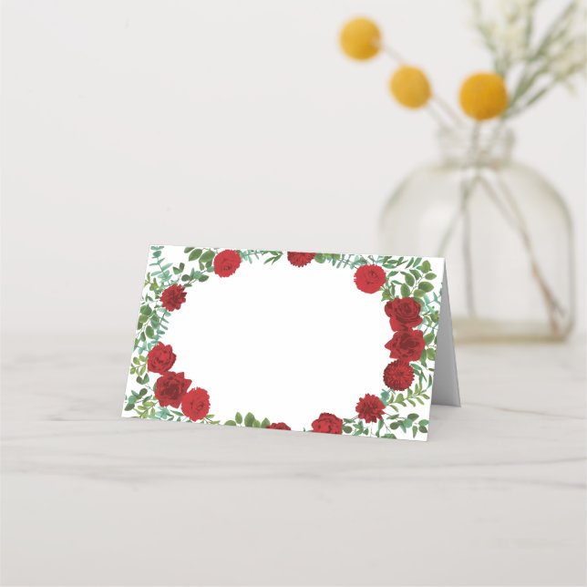 Röd ros Bröllop Elegant Classic Placeringskort (Framsida)