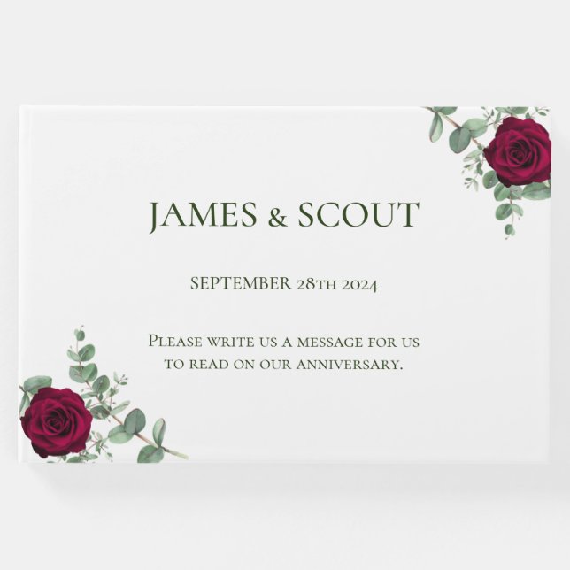 Röd ros Bröllop Gästböcker (Framsida)