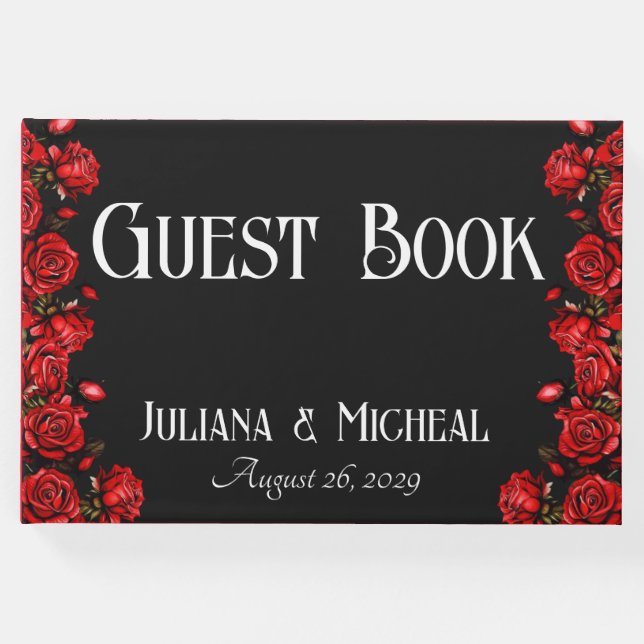 Röd ros Bröllop Gästböcker (Framsida)