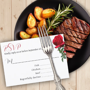 Röd ros Bröllop Menu Entree OSA kort
