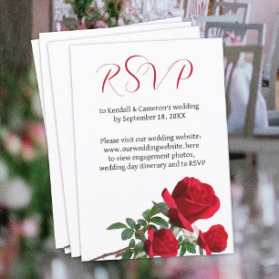 Röd ros Bröllop Online OSA Reaktionskort Inbjudningar