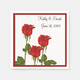 Röd ros (Bröllop) Pappersservett