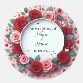 Röd ros bröllop, smakmärken runt klistermärke