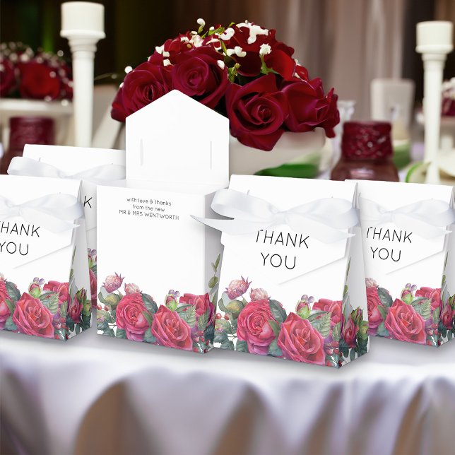 Röd ros Bröllop Tack Presentaskar (Red Rose favor bags from my Red Rose and Eucalyptus Wedding Collection)