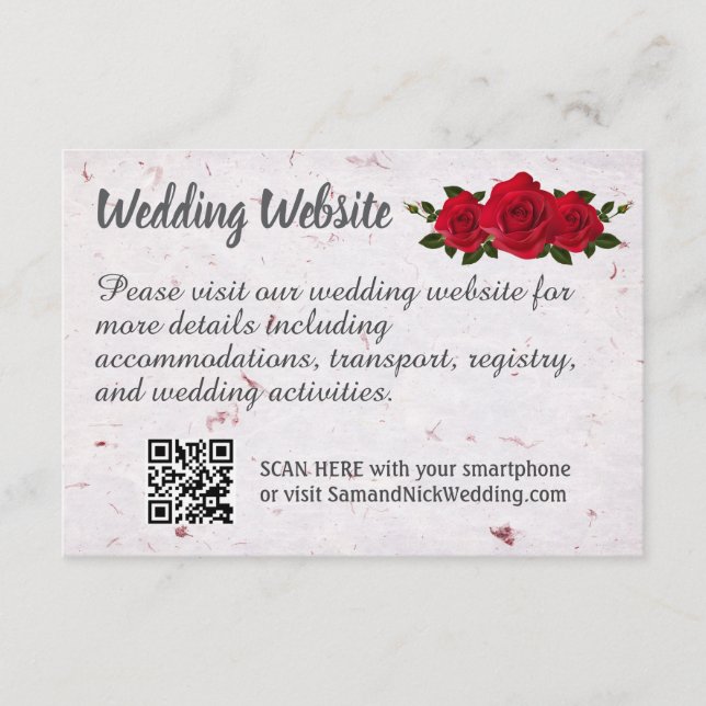 Röd ros Bröllop Tilläggskort (Framsida)