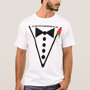 Röd ros Bröllopsfest Groomsman eller Best Man Tee