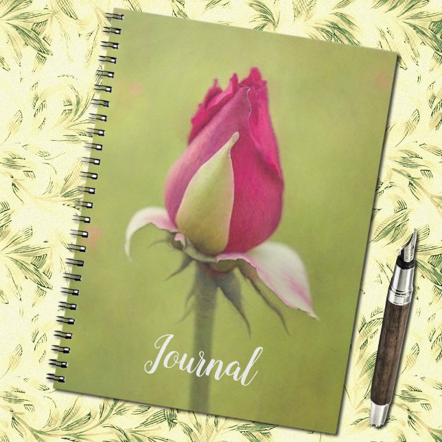 Röd ros Bud Art Journal bärbar dator Anteckningsbok (Red Rose Bud Journal Spiral Notebook)