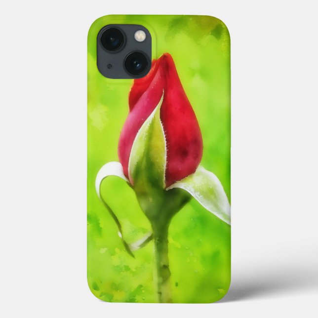 Röd ros Bud Flower Art Phone Case (Baksida)