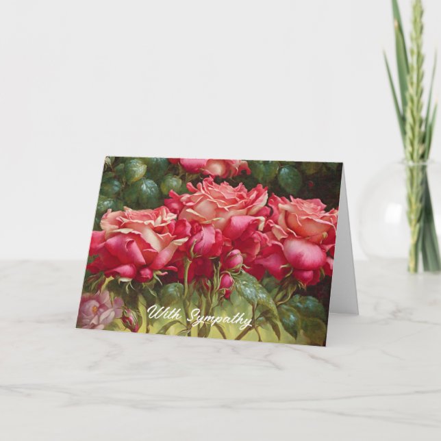 Röd ros Bunch i ett Garden Art Sympathy Card Kort (Framsida)