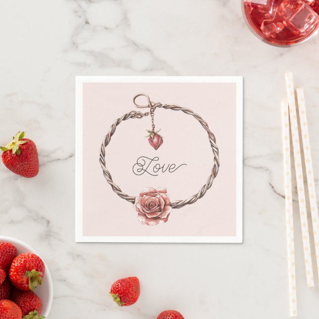 Röd Ros Charm Armband Pappersservett (Insitu)
