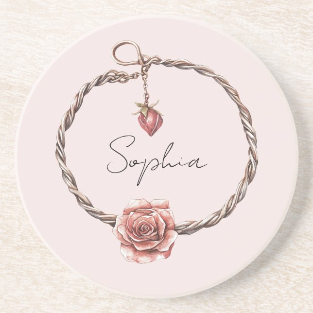 Röd Ros Charm Armband Underlägg (Framsidan)