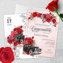 Röd ros Classic Car Chola Chicano Quinceanera