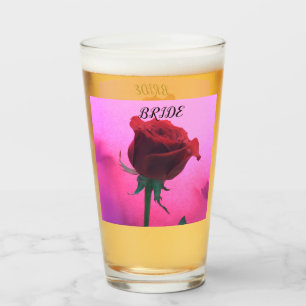 Röd ros Closeup with Rosa Bröllop Glass Glaskopp