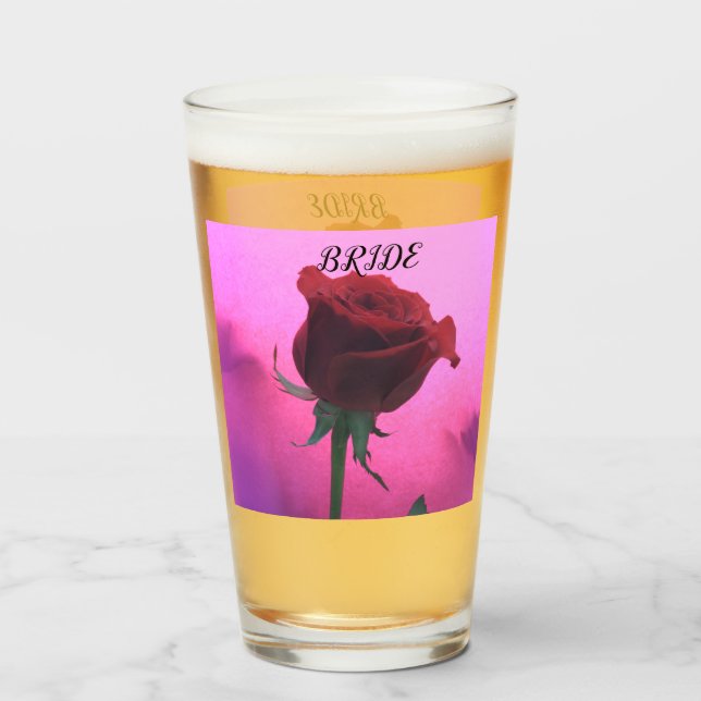 Röd ros Closeup with Rosa Bröllop Glass Glaskopp (Framsida fylld)