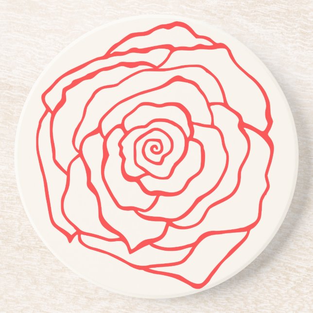 Röd Ros Coaster Underlägg (Framsidan)