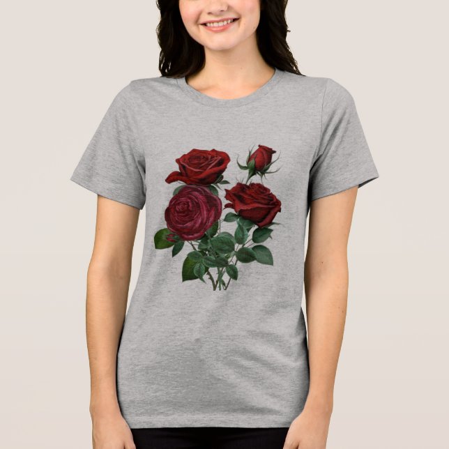 "Röd Ros Dam T-Shirt – Feminint Elegans i B (Framsida)