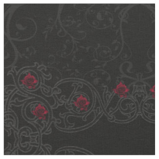Röd ros Damask Rulla Gothic Fabric Tyg