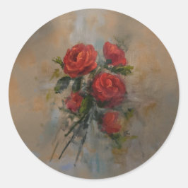 Röd ros-dekal runt klistermärke