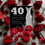 Röd ros Diamond Dress Black 40:e födelsedagen Inbjudningar<br><div class="desc">Svartvit,  40:e födelsedag Se matchande samling i Niche och Nest Store i röd ros Diamond Dress Black</div>