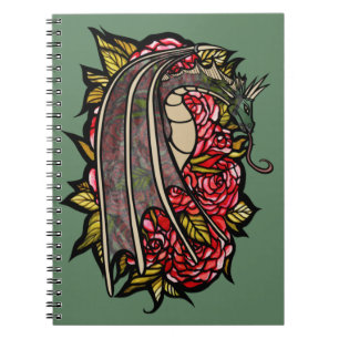 Röd ros Dragon Art Anteckningsbok