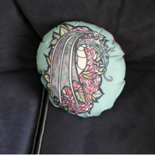Röd ros Dragon Art Rund Kudde