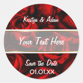 Röd ros Elegance Runt Klistermärke