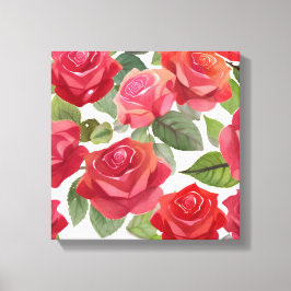 Röd ros | Elegant Blommigt Ro Vattenfärg Canvastryck