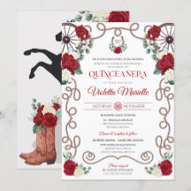 Röd ros Elegant Western Charro Quinceanera