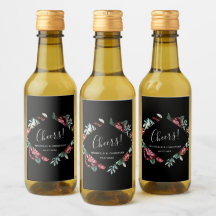 Röd ros, etikett för Cheers Black Bröllop Mini Vin