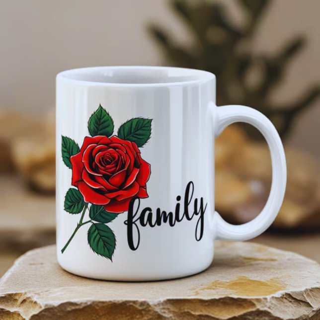 Röd ros |Familj| En symbol för Kärlek & Unit Kaffemugg (Skapare uppladdad)