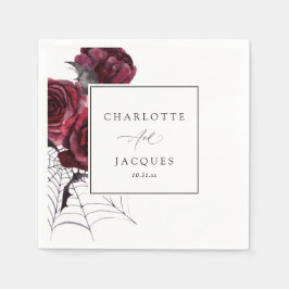 Röd ros & Fladdermus Halloween Bröllop-White Pappersservett