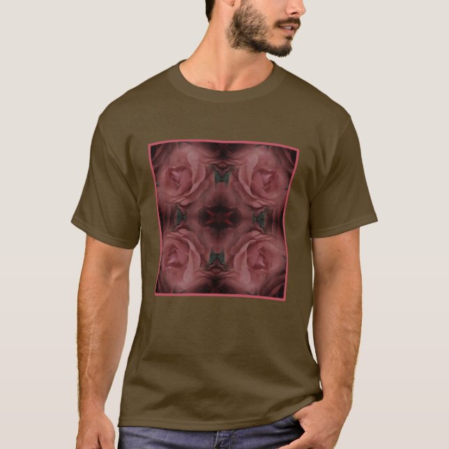 Röd ros Flower Abstrakt Nature Vintage T Shirt (Framsida)