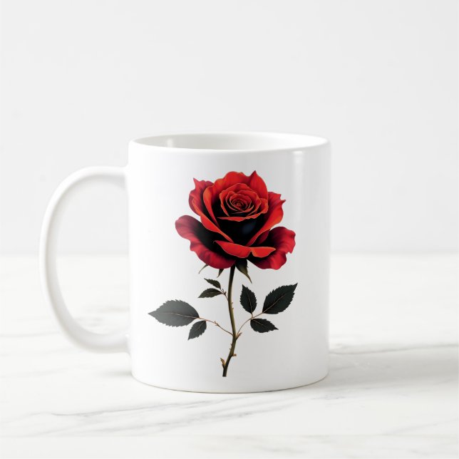  Röd ros Flower Älskare Kaffemugg (Vänster)