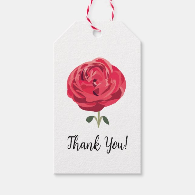 Röd ros Flower Blommigt Röd ros Presentetikett (Framsidan)