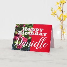 Röd ros Flower Grattis på födelsedagen Womans Namn Kort