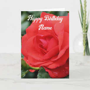 Röd ros Flower Personlig Birthday Kort