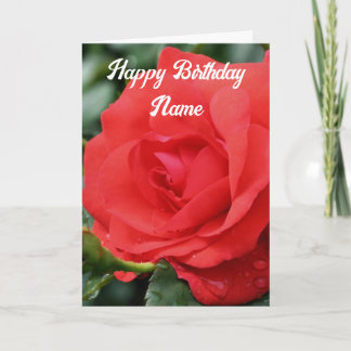 Röd ros Flower Personlig Birthday Kort
