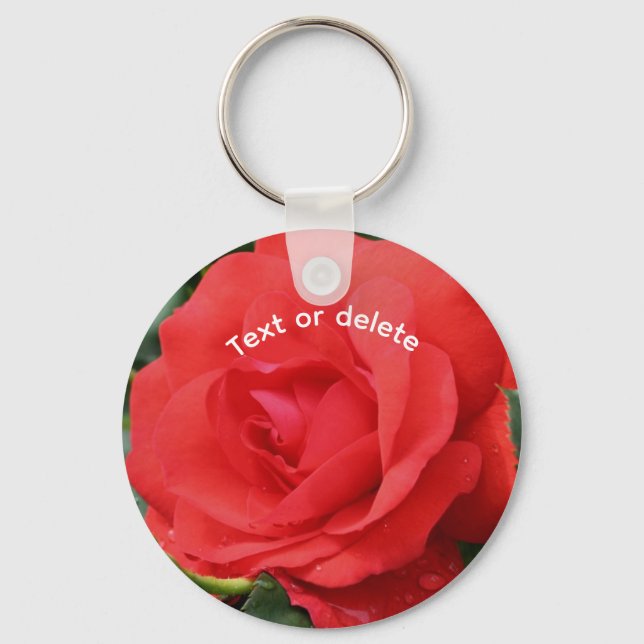Röd ros Flower Personlig Nyckelring (Framsida)