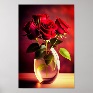 Röd ros Flower Poster