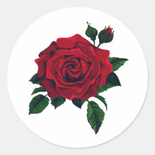 Röd ros Flower Runt Klistermärke