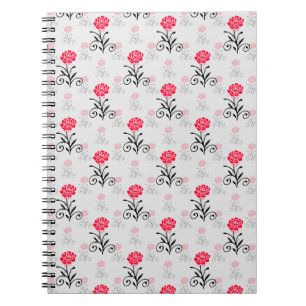 Röd ros Flower Stalk Mönster Design Anteckningsbok