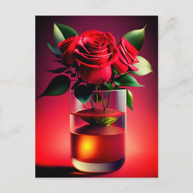 Röd ros Flower Vykort (Framsida)