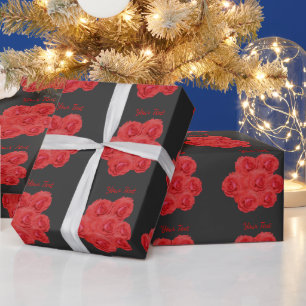 röd ros Flowers Bouquet Personlig Wrapping Pap Presentpapper