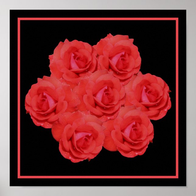 Röd ros Flowers Bouquet Poster (Framsidan)