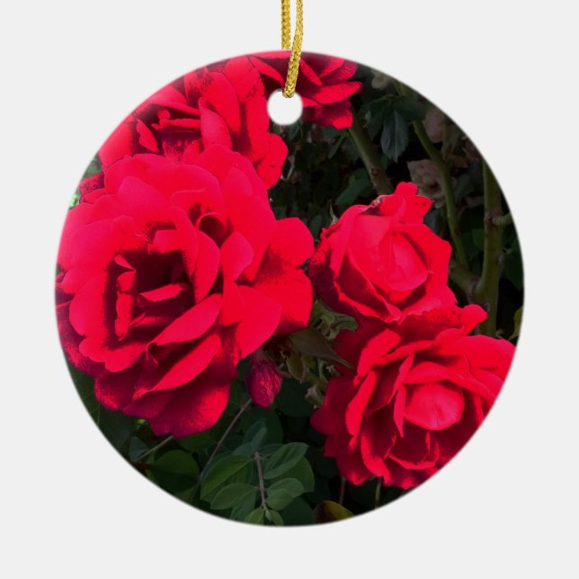 Röd ros Flowers Julgransprydnad Keramik (Framsidan)